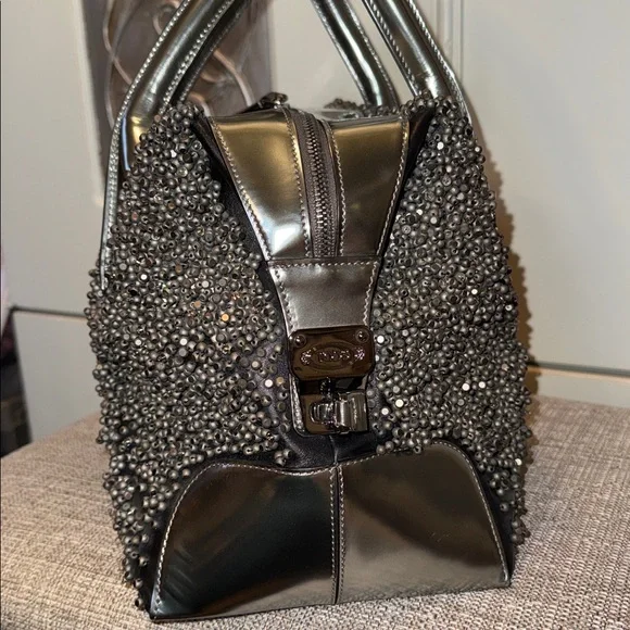 NWOT Tod's Black embellished Beaded tote Bag W/dustbag - Picture 8 of 16